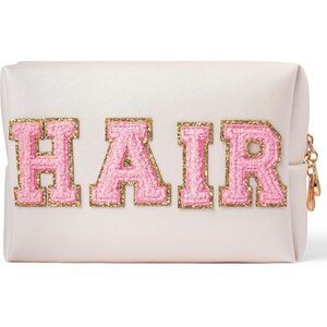Preppy Patch HAIR Letter Cosmetic Toiletry Bag